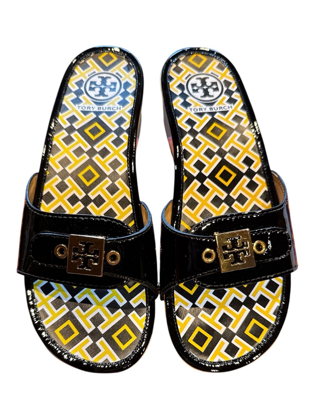 ⭐️NIB⭐️Tory Burch Dixon Black Patent Slide Sandals